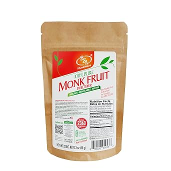 Pure Monk Fruit No Erythritol Natural Sweetener - Zero Calorie Sugar Substitute, Zero Carb, Sugar free, Paleo and Keto Sugar Diet Friendly, No Aftertaste, Non GMO, Vegan2360 Servings - 1 Pack