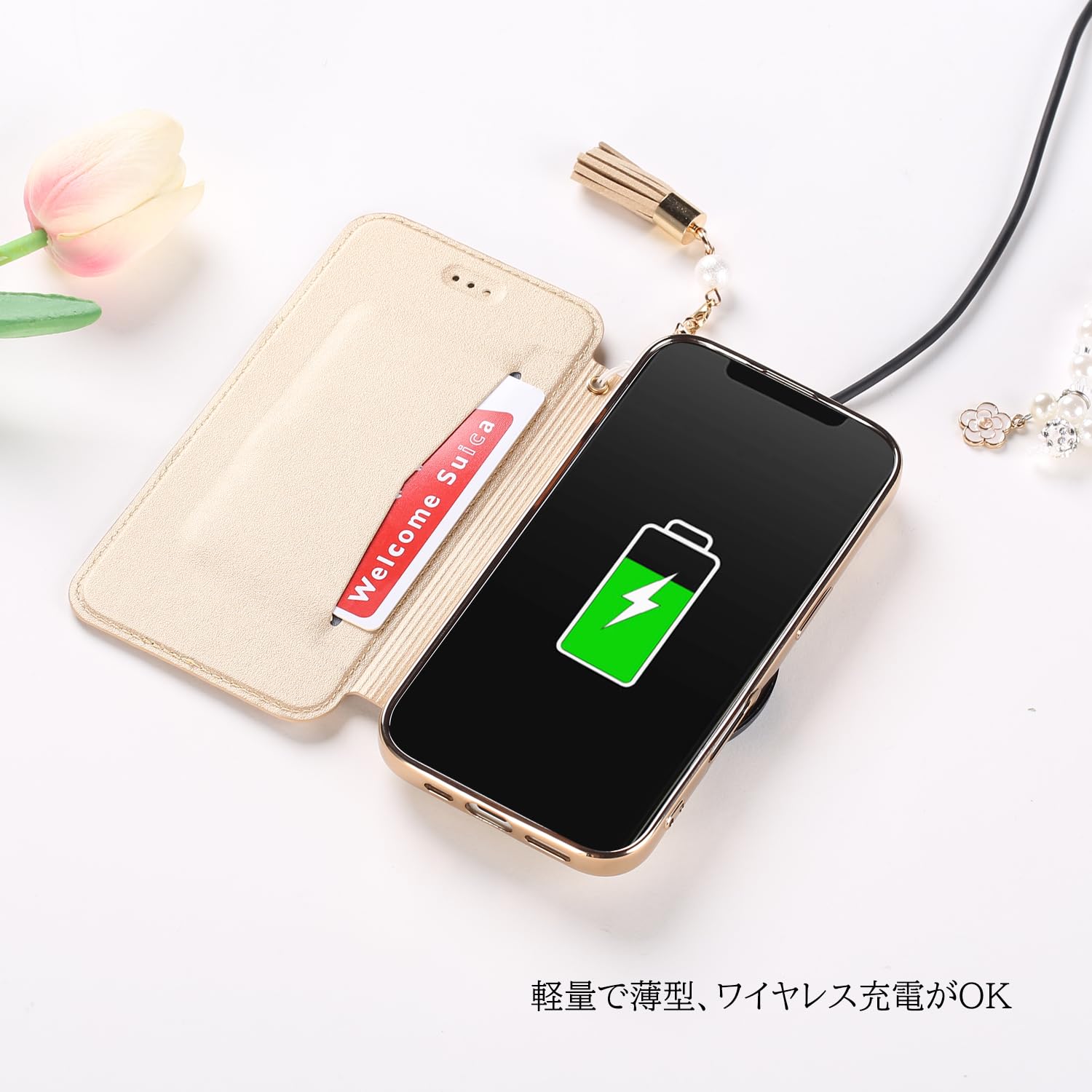 Apple iPhone 14 本体　女性向けケース付き Amazon.co.jp: NicNik用の iphone14 スマホケース 手帳型 かわいい 花