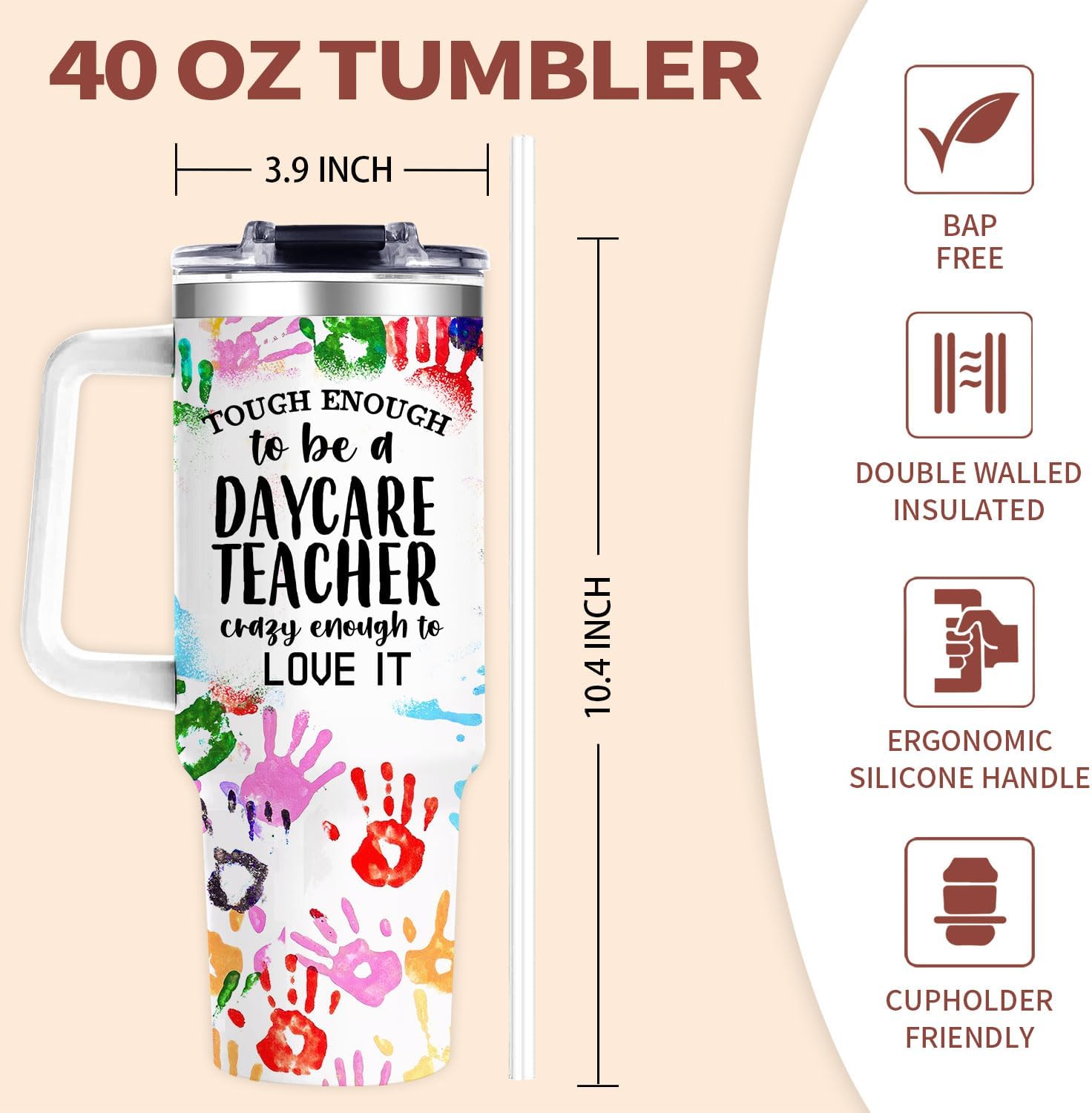 Daycare Teacher Gifts for Women,40oz Teacher Tumbler Gifts for Daycare Teachers on Thank you, Day-care Teachers Cup Appreciation Gift for Goodbye Gift, Birthday,Christmas - Image 6