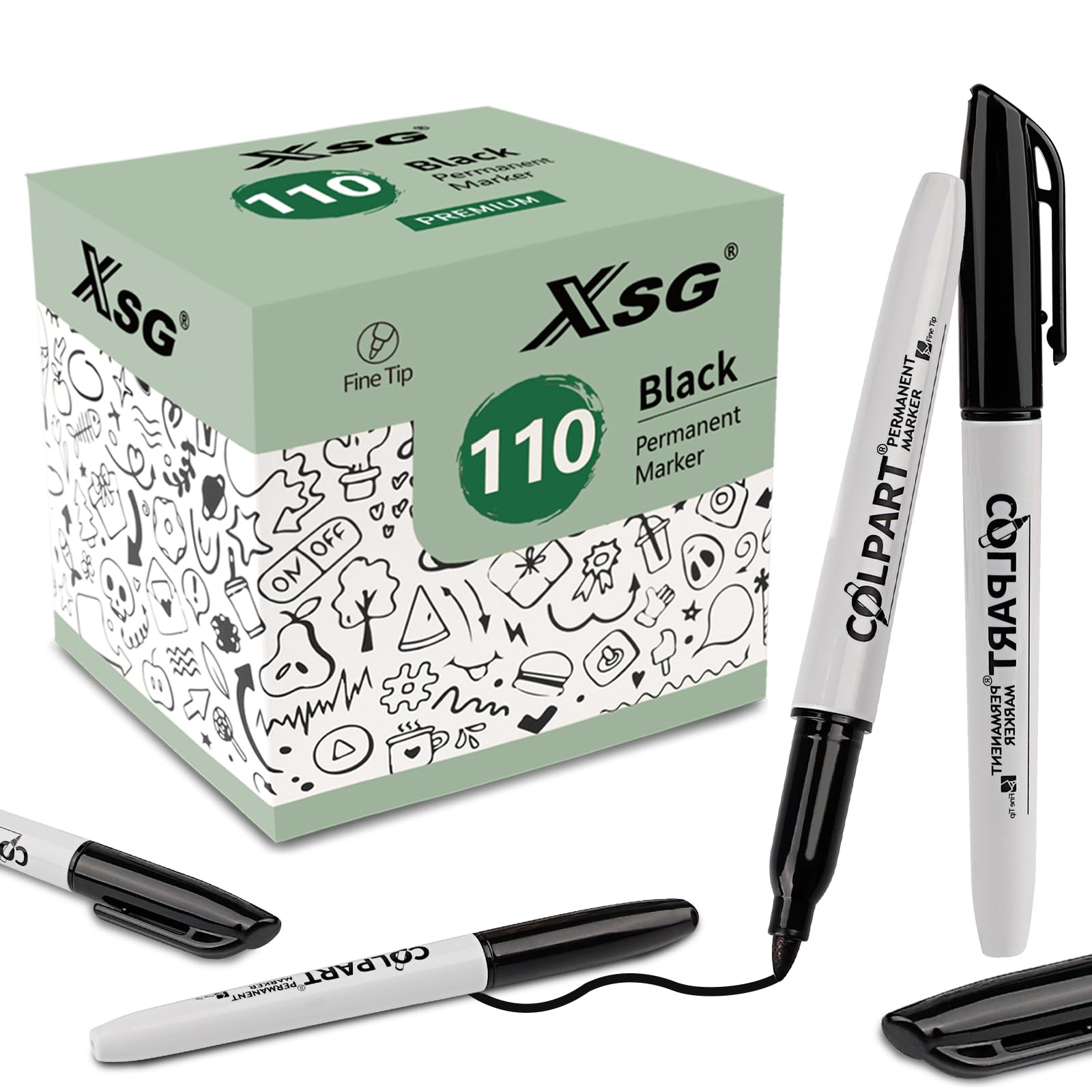 Permanent Markers,110Packs Black Permanent Marker,Fine Point,Waterproof, Smooth Writing，Quick Drying Permanent Markers,Suitable For Glass, Cartons, Ceramics ，Plastic And Other Office Scenes