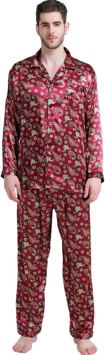 Red silk pajama set mens Outlet