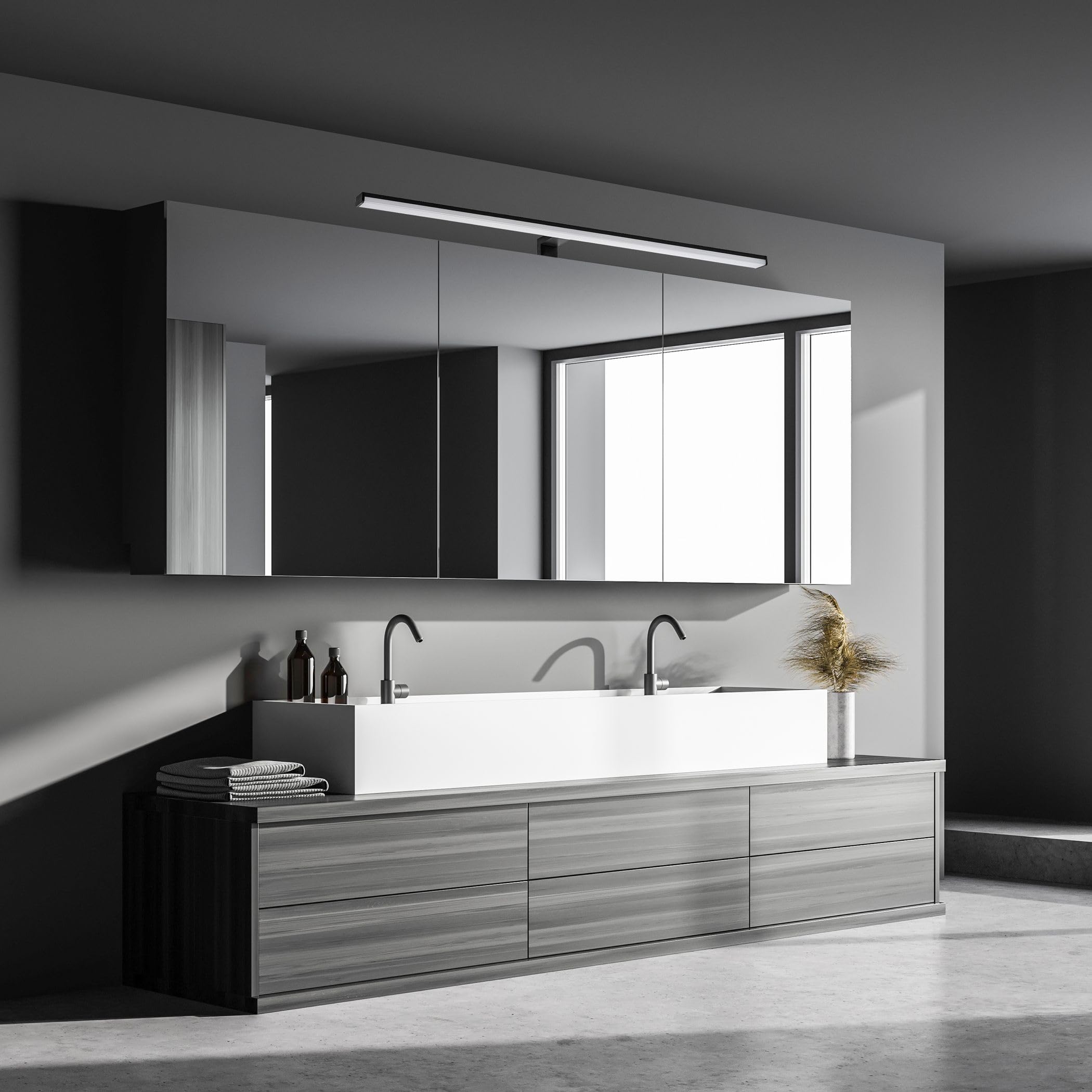SEBSON® LED Lampada da Specchio per Bagno 90cm, IP44, Lampada Morsetto + Armadio, Bianco Neutro 4000K, 15W, 1300lm - 900x98x44mm