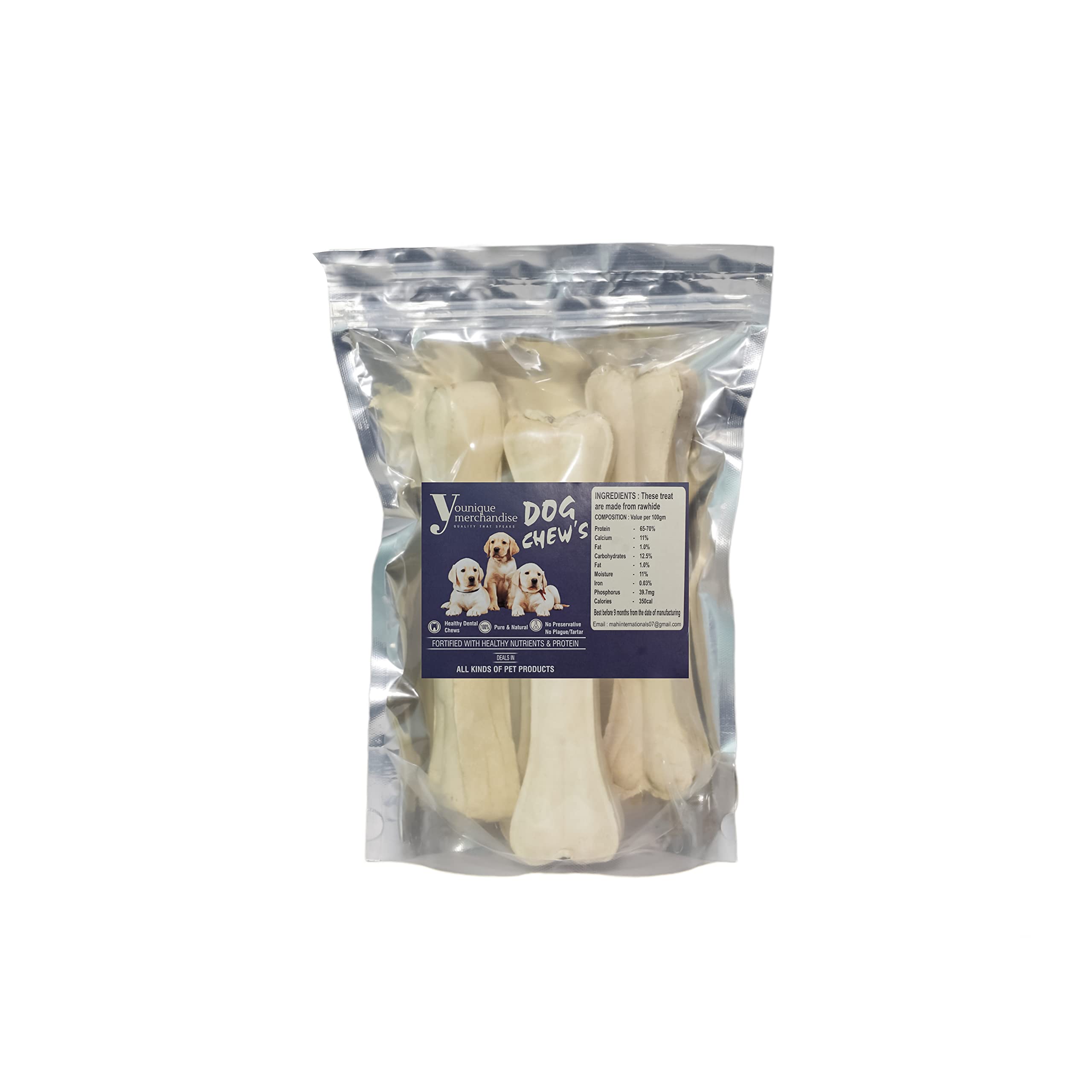YOUNIQUE MERCHANDISE 8 Inch Rawhide Calcium Pressed Dog Chew Long Lasting Bone for Dogs Makes Teeth and Gums Healthy (Pack of 1) (B0CW9MLQ6Y) Amazon Price History, Amazon Price Tracker