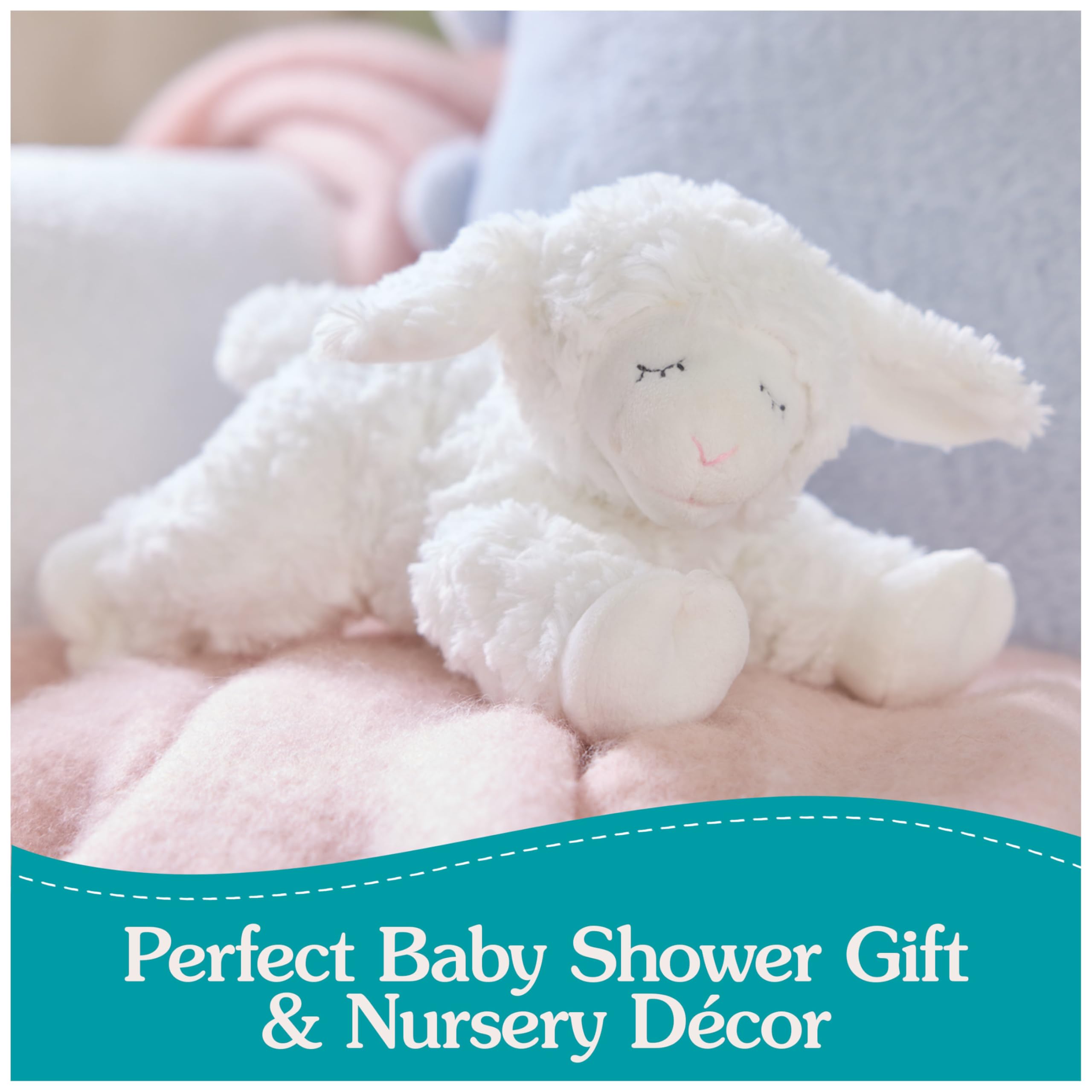 GUND Baby Nachhaltige Lammrassel Winky Lamm Stofftier Plüsch aus 100% recycelten Materialien Plüschrassel Sensorisches Spielzeug für Babys Weiß 17.8 cm