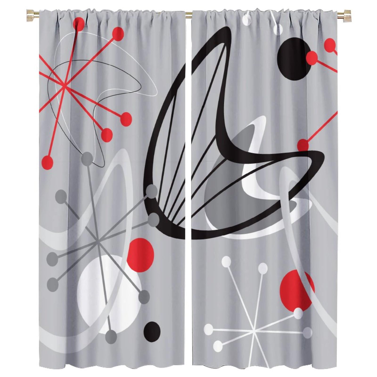 BenYaSong Mid Century Blackout Window Curtain，Mid Century Modern 1950 Style Vintage Retro Atomic Style Print for Living Room Bedroom Window Drapes Window Curtain 2 Panels 42x54 Inch