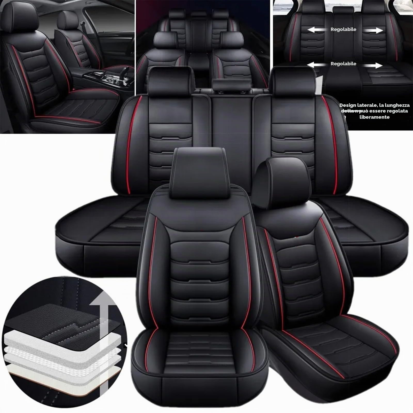 SePkus Coprisedili Auto per Audi A4 (B8/B9) Avant, Coprisedili in Pelle PU, Nero, Compatibili con Airbag, Accessori Interni per Auto, Veicolo-specifico