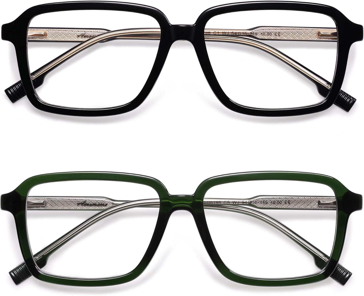 AMOMOMA 2 Pack Retro Reading Glasses for Women Men,Rectangle Blue Light Computer Reader Frame AM6198