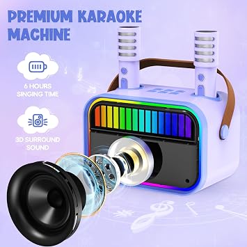 Karaoke Machine for Kids, Kids Toys for 3-12 Years Old Girls Birthday Presents, Portable Bluetooth Karaoke Speaker with 2 Microphones, Girls Gifts for Kid Party Christmas Birthday(Purple)