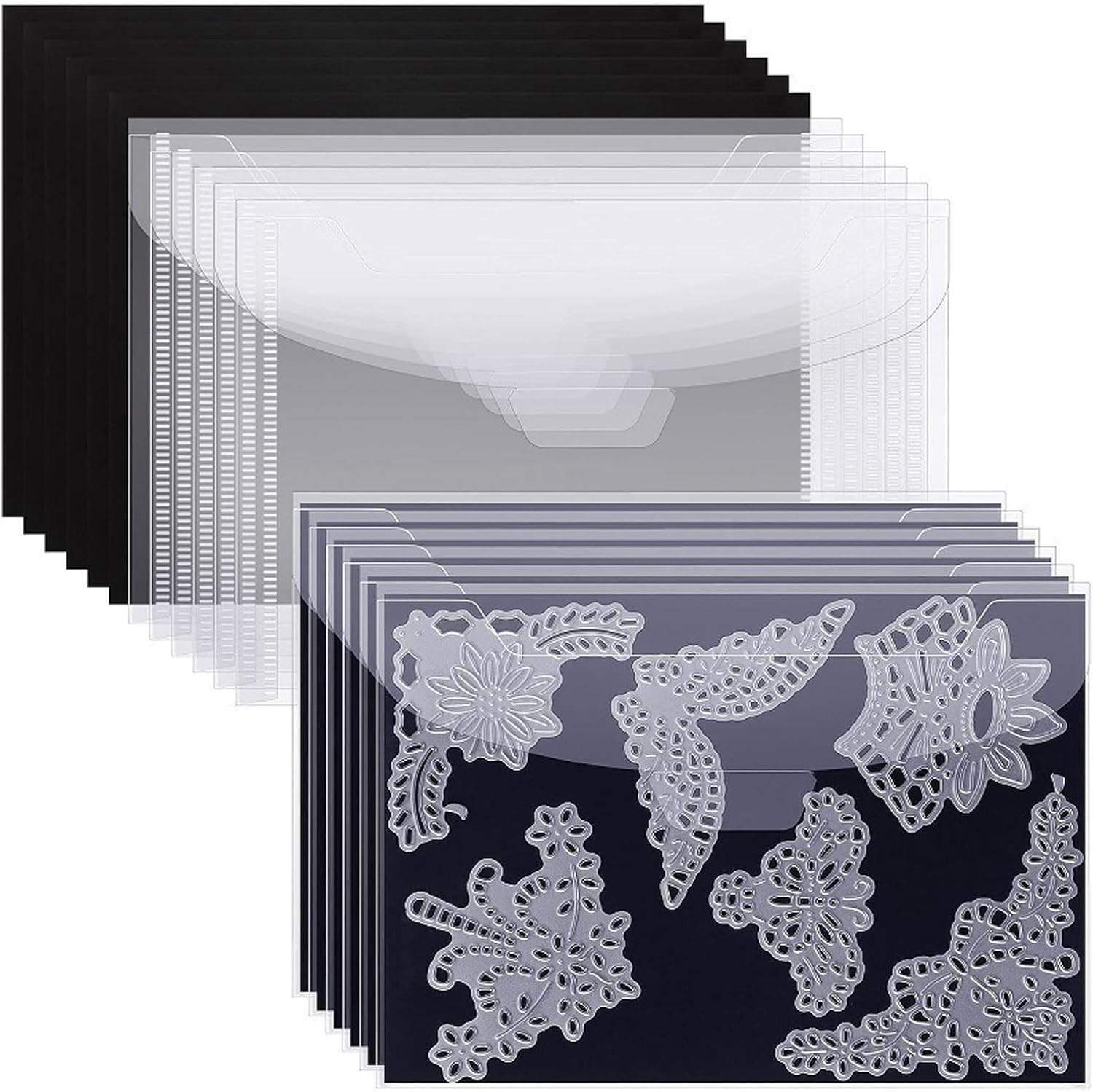 10Pcs Transparent Bags & 10Pcs Black Magnetic Rubber Sheets Die