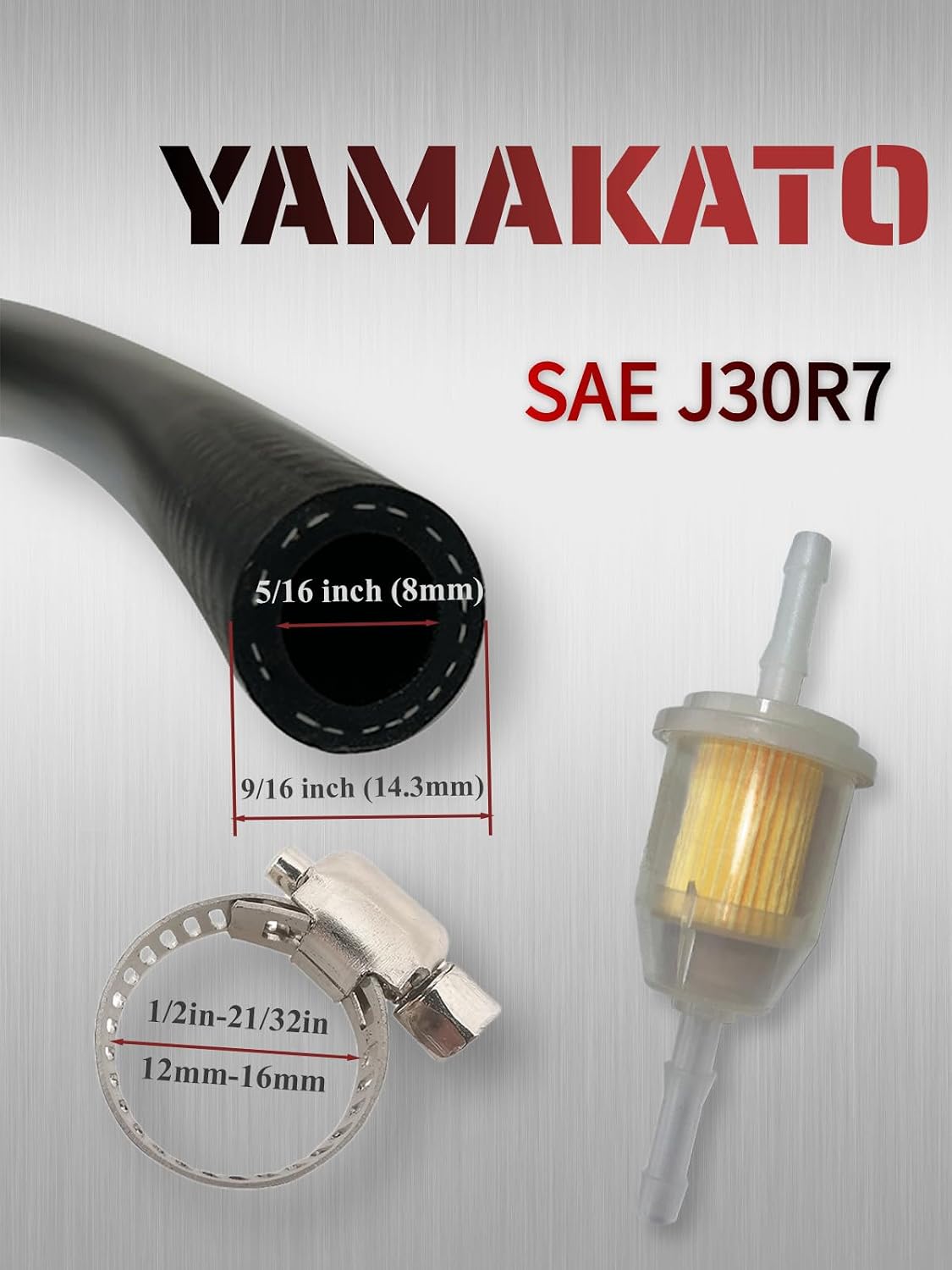 YAMAKATO 5/16 Fuel Hose Line NBR Braided SAE J30R7 28 Feet Rubber Tubing