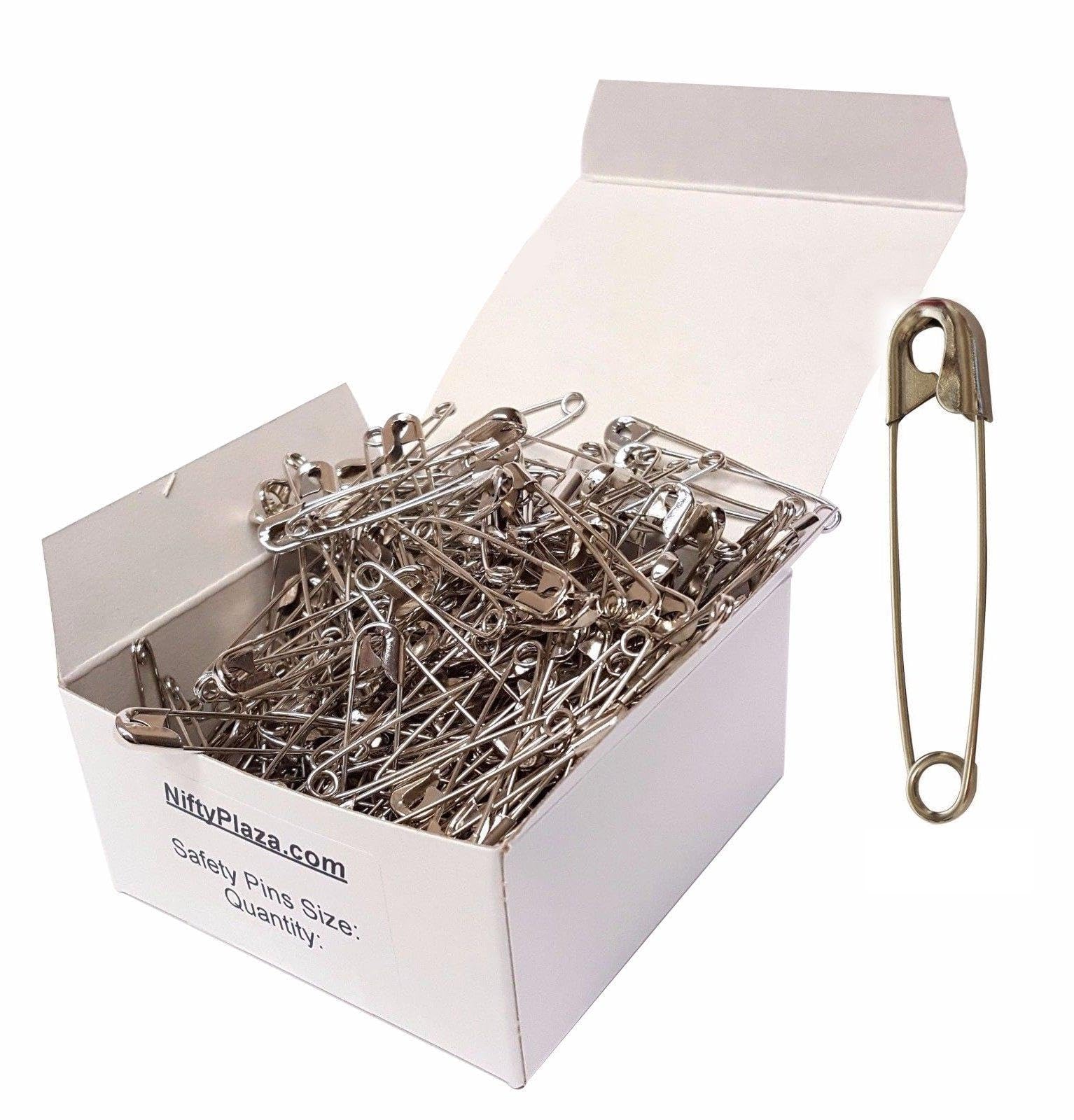 Heavy Duty Large 1-1/2" Safety Pins - High-Grade Steel, Nickel Plated, Rust Resistant (500 Safety Pins)