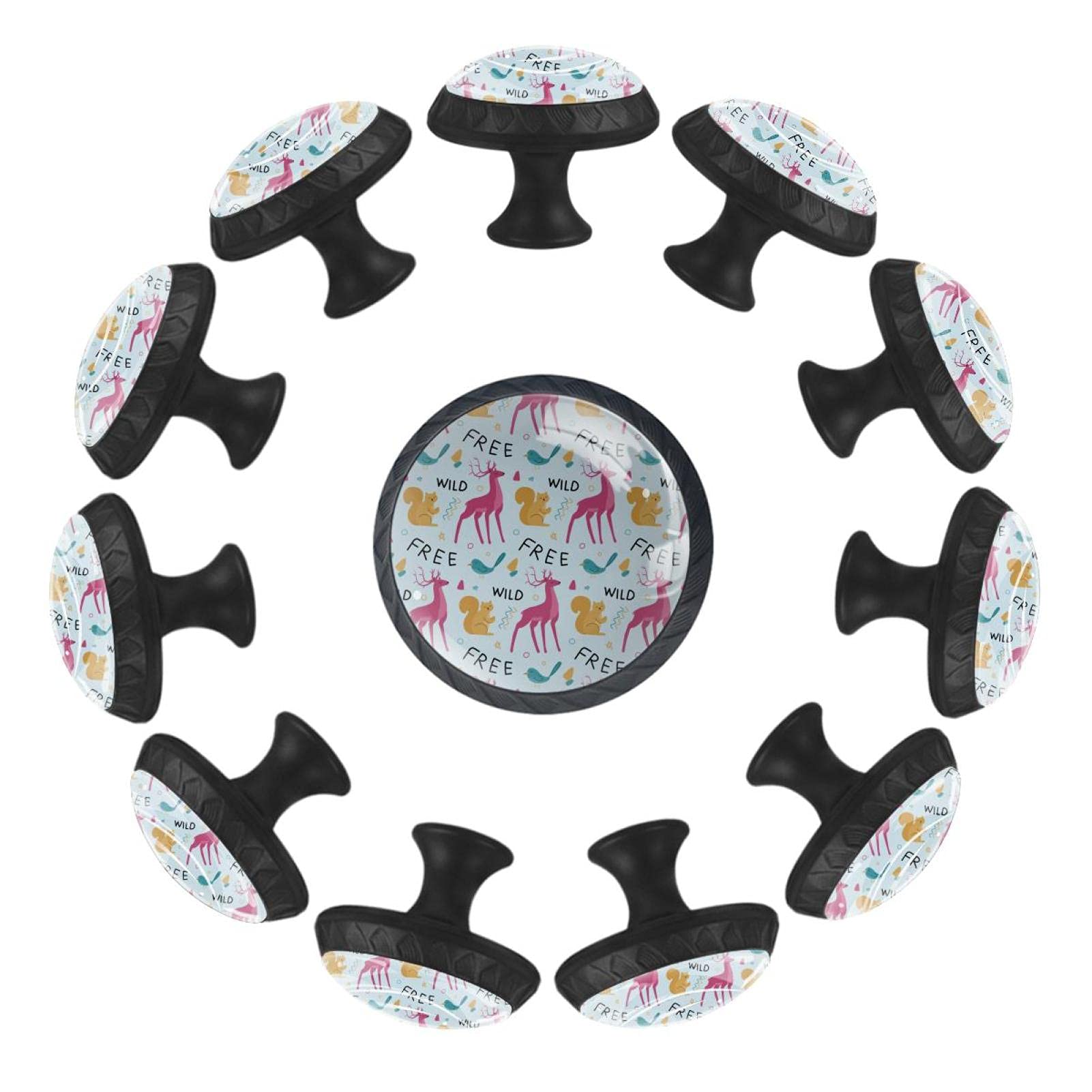 Boutons de tiroir cerf rose ronds 35mm lot de 12 sans écureuils pour meubles