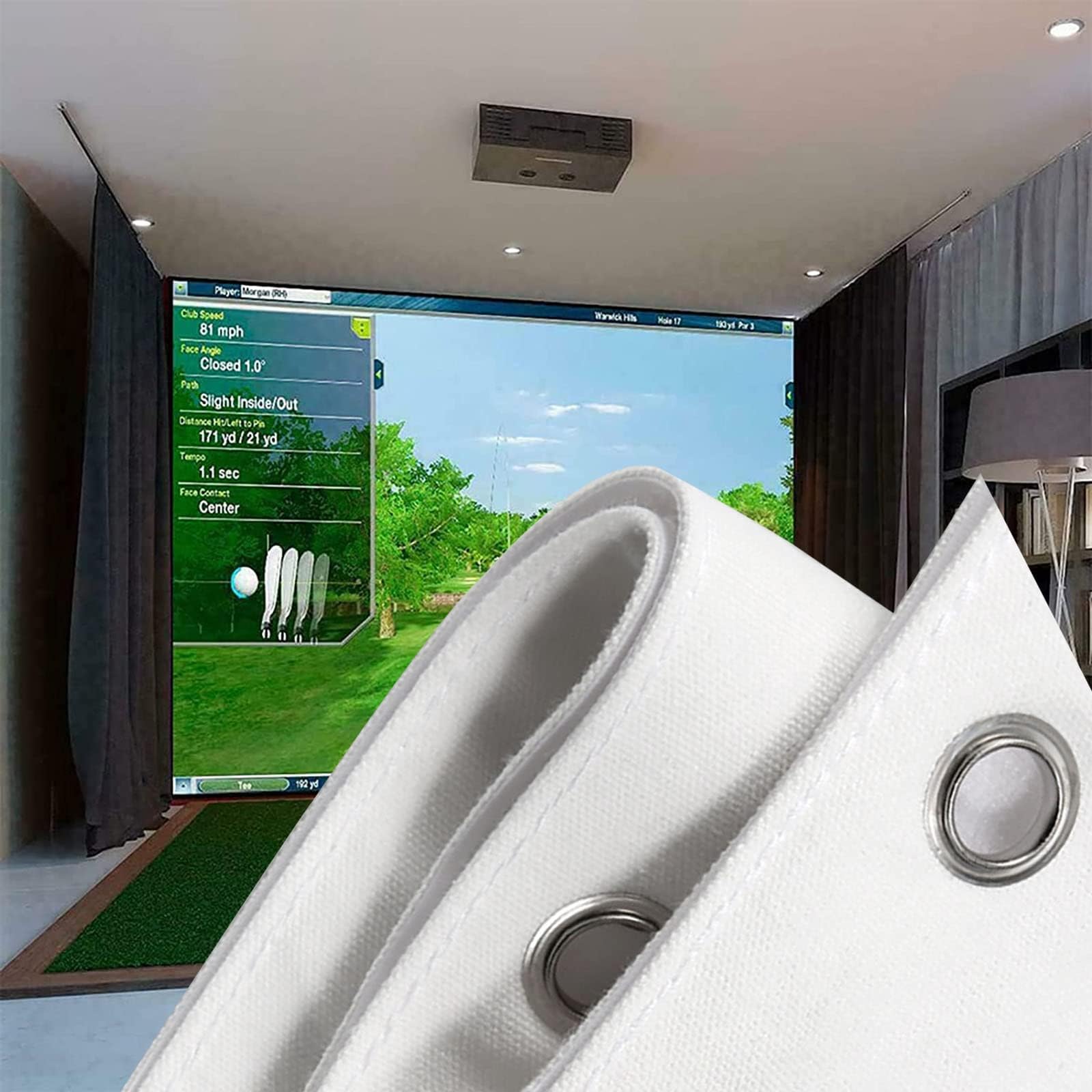 Schermo di proiezione del simulatore di golf, schermo portatile del proiettore per l'addestramento domestico, tessuto riflettente per principianti