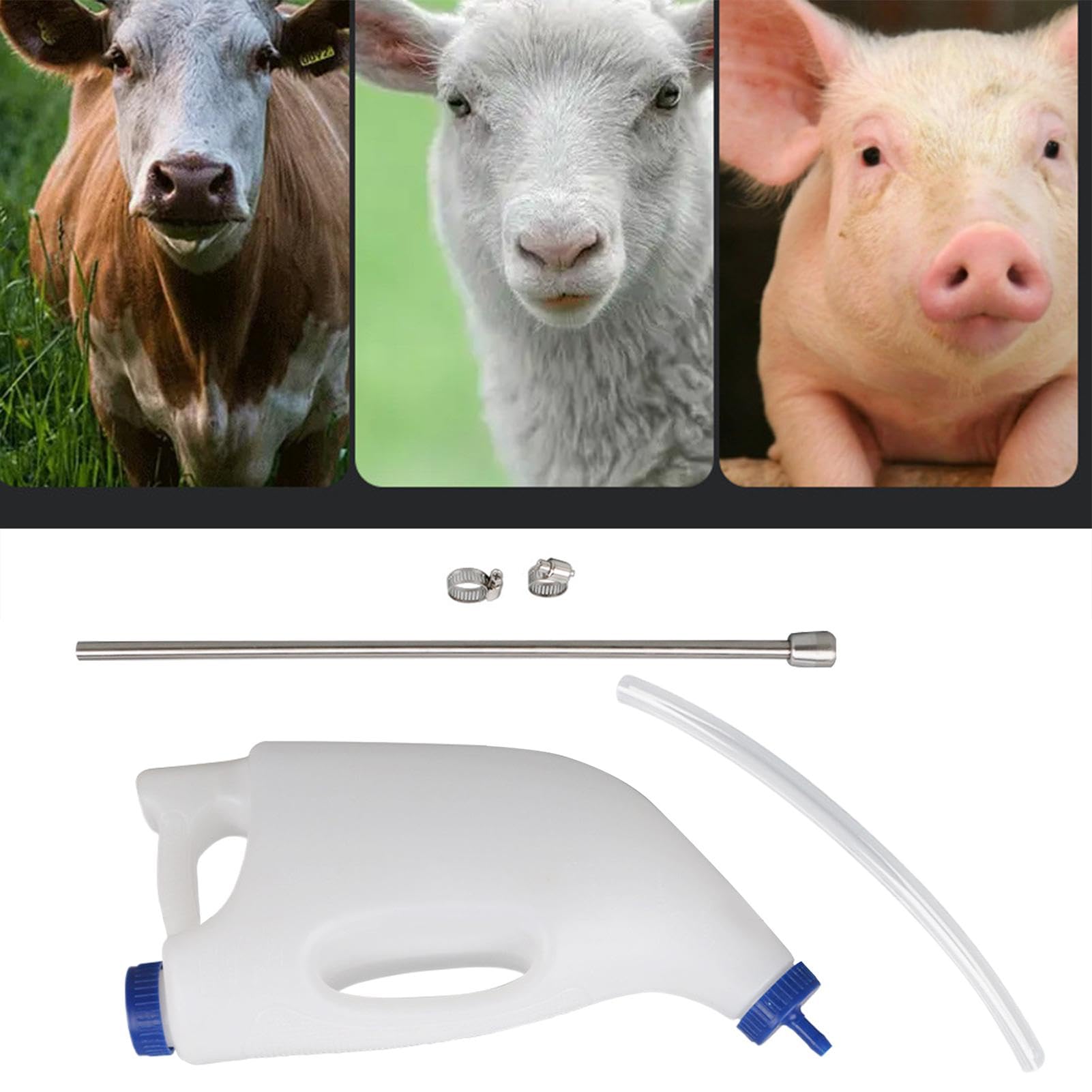 Biberon pour Veau, Mouton, Agneau | 4 L - Mangeoire pour Veau et Vache - Tube d'alimentation pour Animaux de la Ferme - pour Nourriture, Allaitement, chèvres, agneaux, Chiots