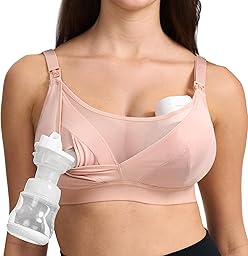momcozy Soutien Gorge Allaitement et Tire Lait Mains Libres en Maille Respirante, Soutien Gorge Tire Lait Grande Taille 95C-115E, Brassière Tire Lait Confortable 2 en 1