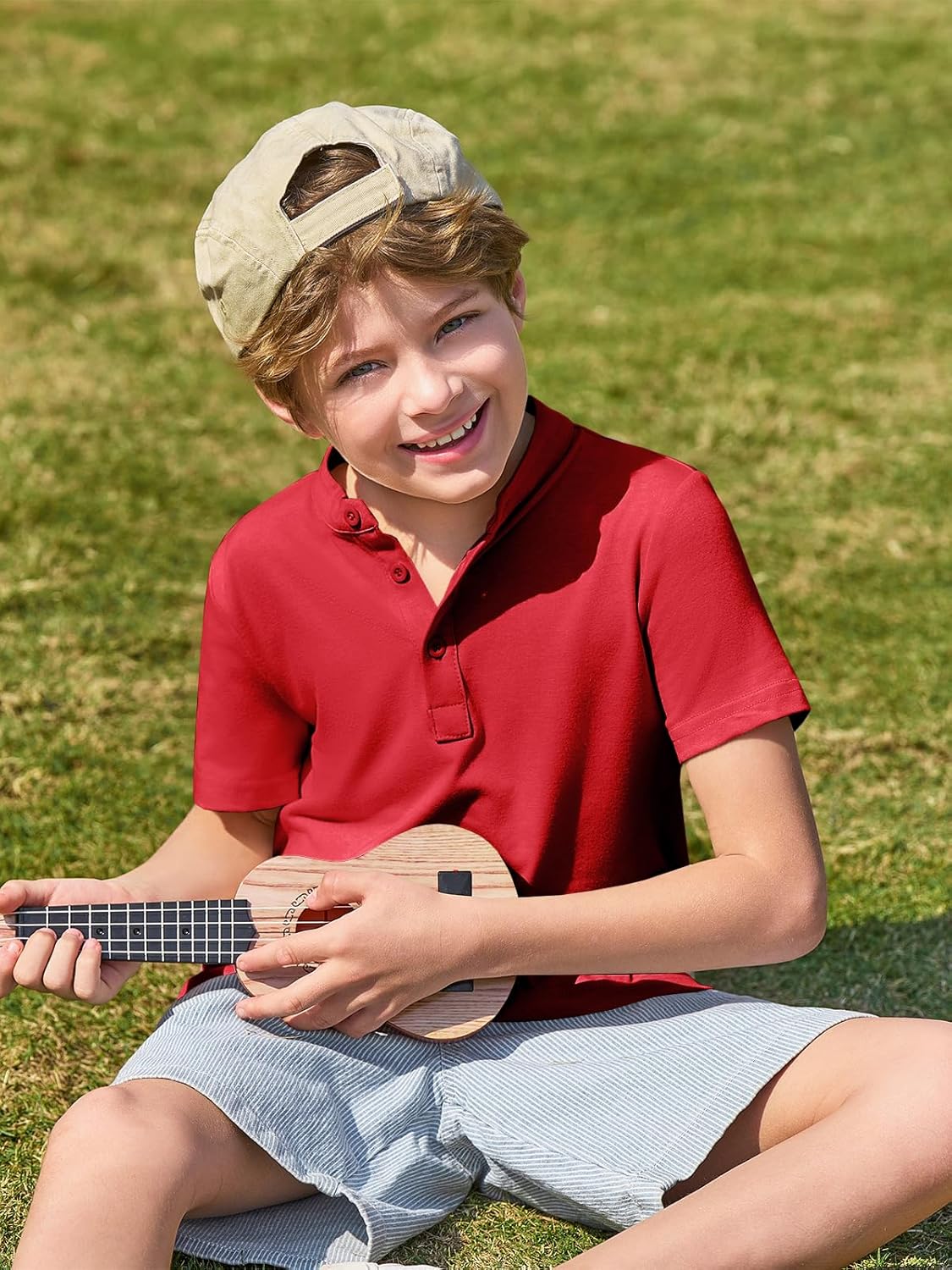 Haloumoning Boys Short Sleeve Henley Shirt Kids Casual Button Front Summer T-Shirts Tops Tees 5-14 Years - Image 4