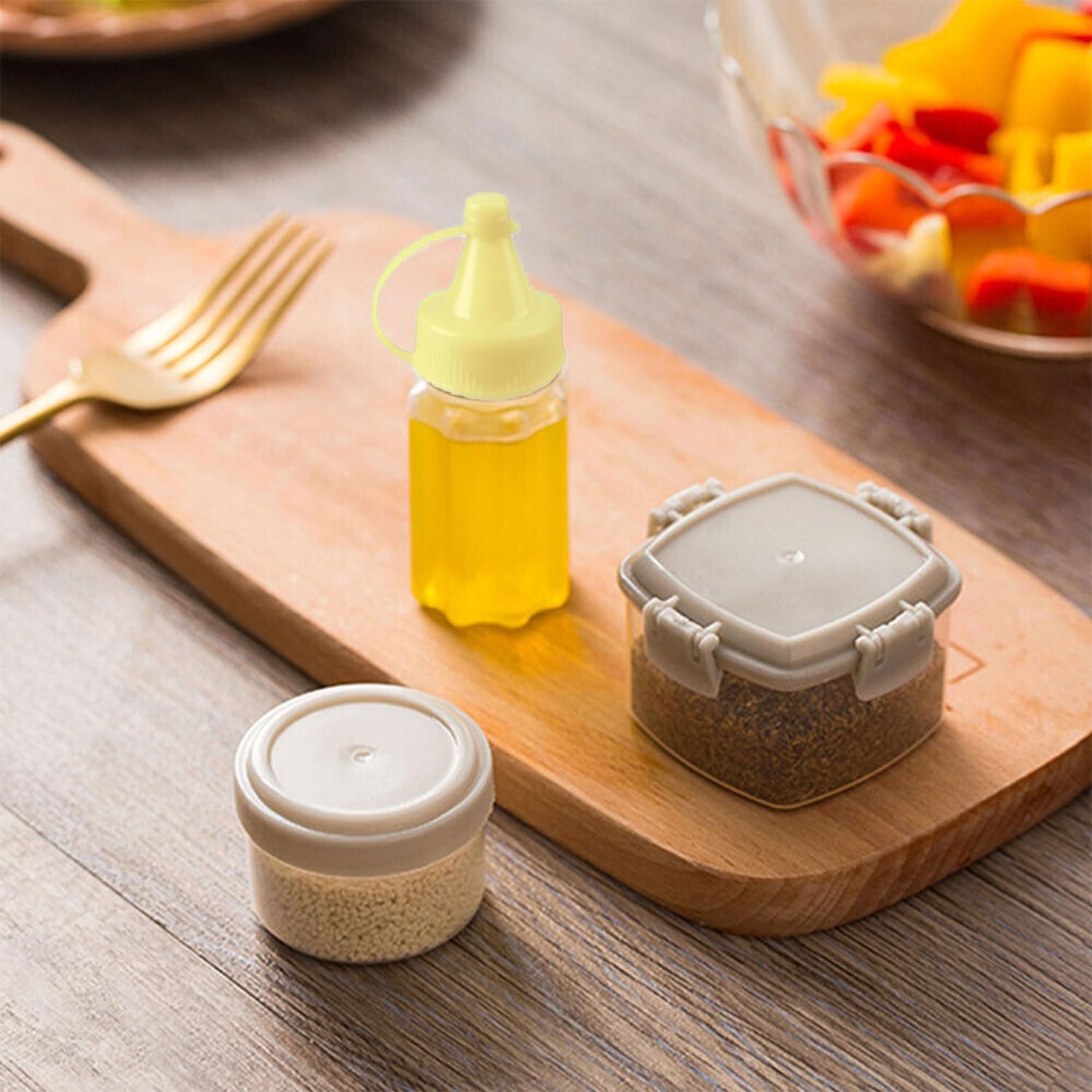 4 Piezas Mini Botella de Salsa, Botella de Condimento,Botella de Salsa Exprimible para Exteriores, Recipiente de Salsa Exprimible, Adecuado para Salsa de Tomate,Aceite de Oliva (Cuatro Colores)