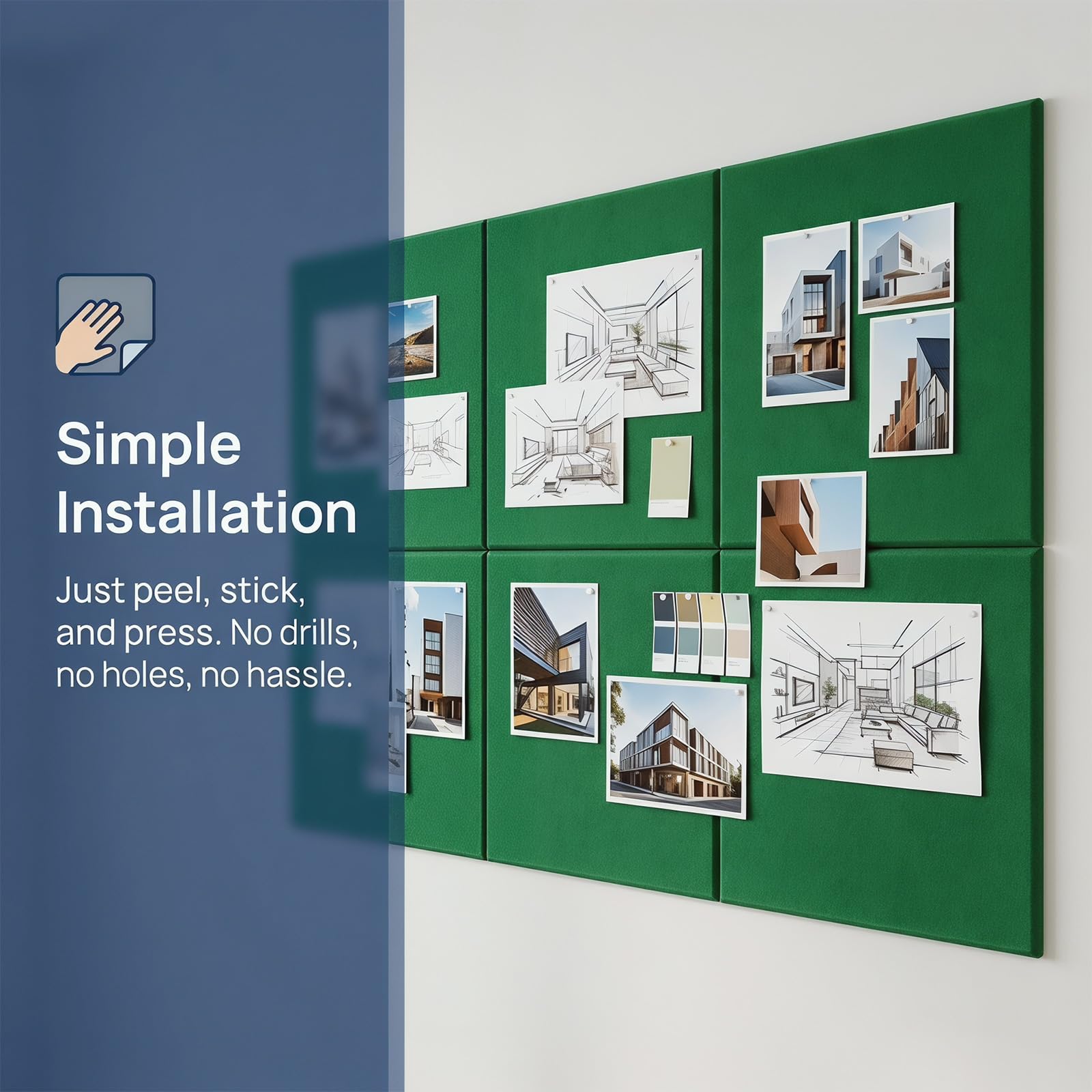 Bacheca moderna in feltro, 60 x 90 cm, bianca, grande, autoadesiva, in feltro, da parete, per foto, bacheca in sughero, bacheca promemoria, bacheca decorativa per cameretta dei bambini
