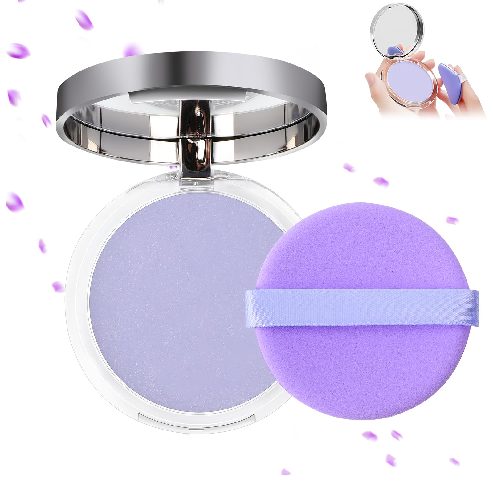 Jelly Pressed Setting Powder, Matte Setting Powder Puff, Oil Control Face Pressed Powder, Polvo Compacto with Mini Powder Puff for Silky Blurring Oil Control Long-Lasting Makeup, 1 PCS