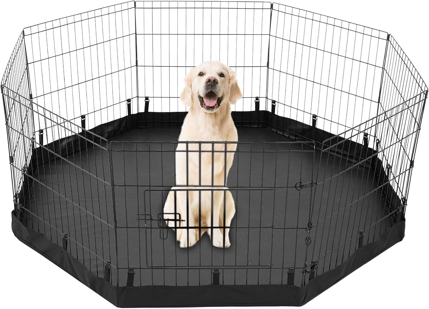 PJYuCien Dog Playpen - Metal Foldable Dog Exercise Pen, Pet Fence Puppy Crate Kennel Indoor Outdoor with 8 Panels 24” H & Bottom Pad for…