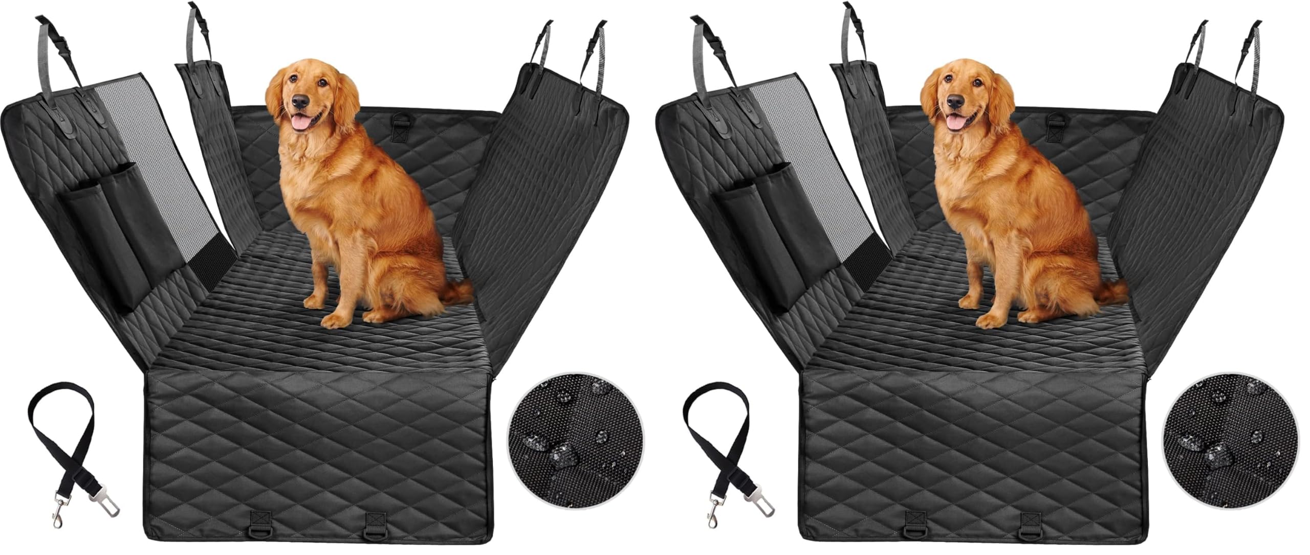Vailge Dog Car Seat Cover for Back Seat, 100% Waterproof Back Seat Pet Cover for Dogs with Mesh Window, Scratch Prevent Antinslip Dog Hammock for Car (Pack of 2)