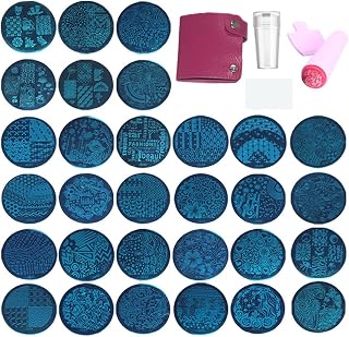 Beauty Leader 30 Pcs Nail Plates Mix Different Design Nail Art Stamping Plates +1 Pcs Double Sides Image Stamper +1 Clear Silicon Stamper And 1 Pcs Nail Template Nail Art Tools Organzier