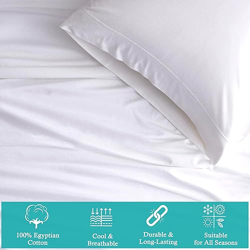 Miniatura 35 de Juego de sábanas de 4 piezas de algodón egipcio de 600 hilos, sábanas de algodón tamaño Queen para cama tamaño Queen, satén de fibra larga