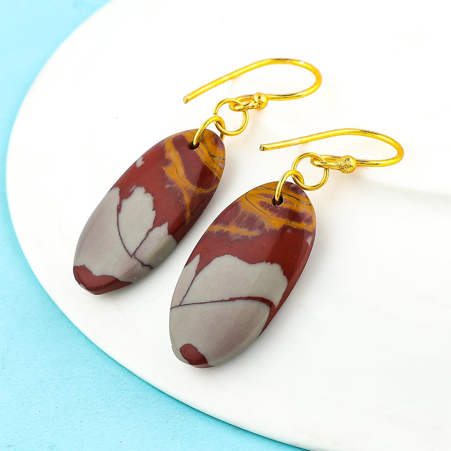 Natural Dangle Earrings, Gemstone Jewelry, Gold Hook, Handcrafted Gift for Her, 25-30 Carat - Image 4