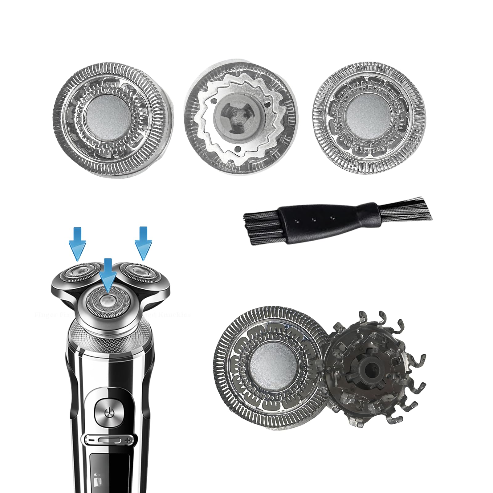 2026 Replacement Shaver Head SH90/RQ12 Compatible with Philip Norelco S9000 Prestige & S8000 Series | Double Precision Blades (Grey) 3 pcs