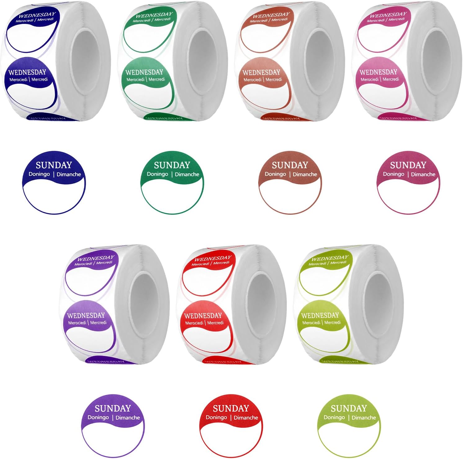 7000pcs Days of The Week Stickers Food Label,Round Monday Through Sunday Management Inventory Sticker,Self Adhesive Date Dot Dispenser for Kitchen Restaurant Expiration Date