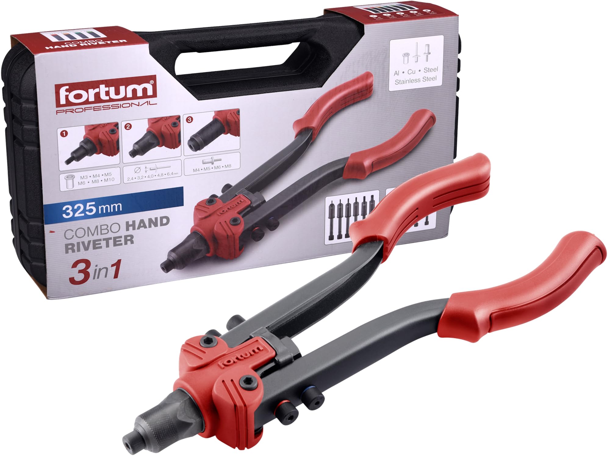 Combination Hand Riveter for M3-M8 Blind Screws, 2.4-6.4mm Blind Rivets and M3-M10 I Threaded Rivets for Rivet Nuts, Pop Rivets and Screw Rivets