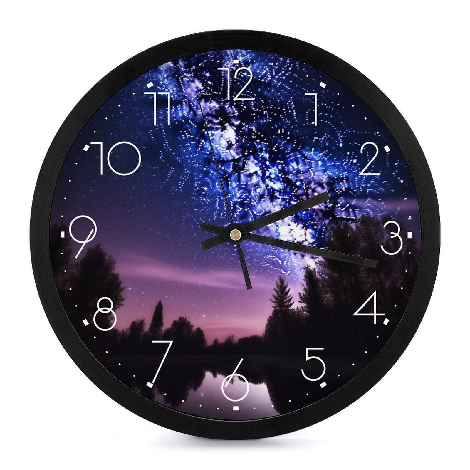 Horloge murale à piles silencieuse au design violet décoratif de 25,4 cm
