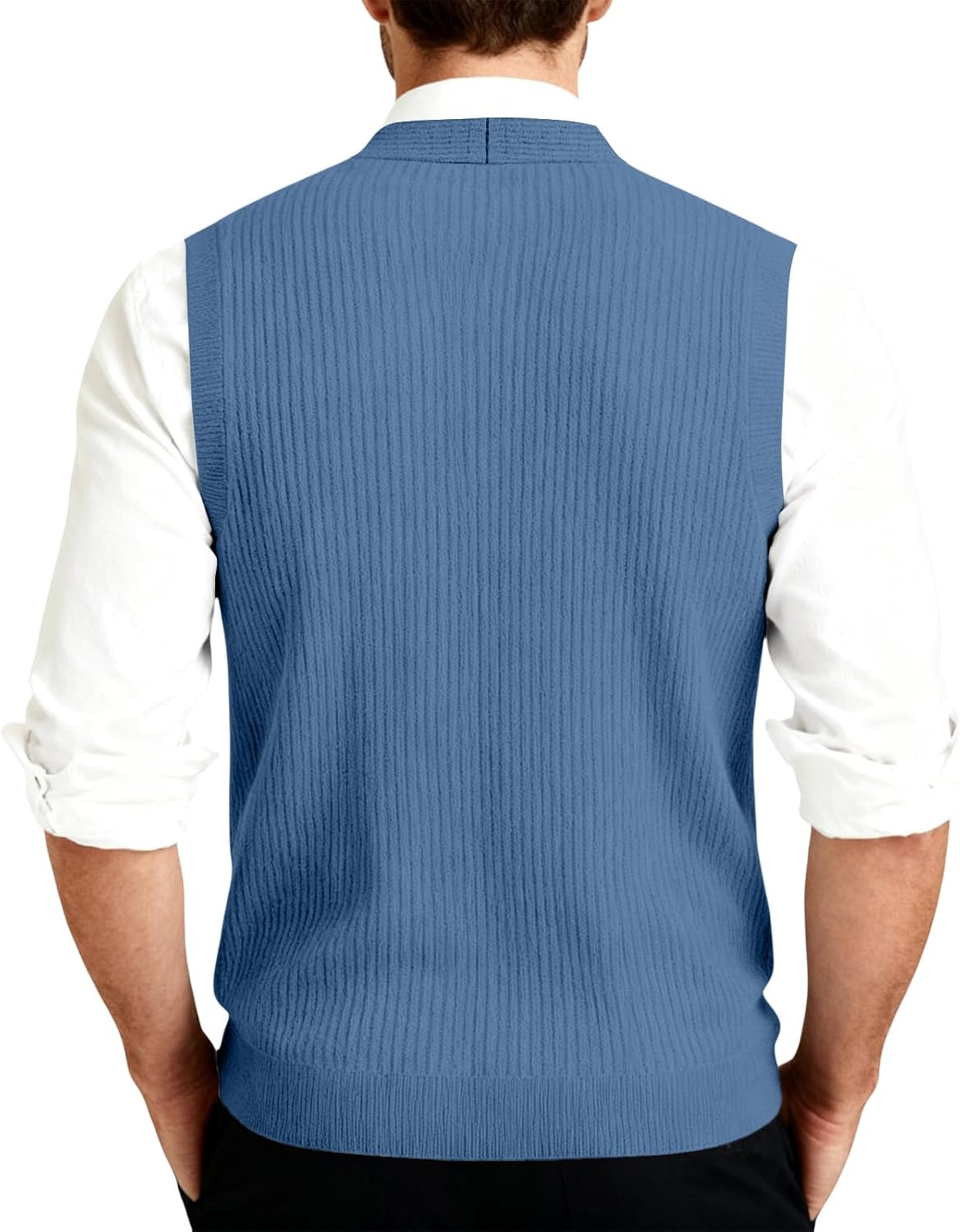 Men’S Button Down Sweater Vest Lightweight Knitted Cotton V-Neck Sleeveless Cardigans Business Casual Big And Tall