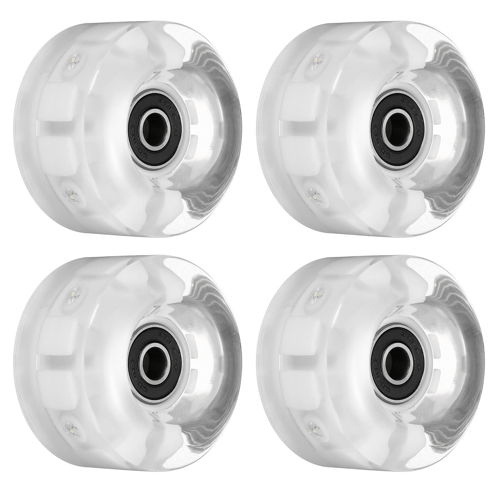 PATIKIL 32 x 58mm Roller Ruote Skate con Cuscinetti, 4pz Accese Ruote Quad Skate Sostituzione per Doppia Linea Skating Skateboard, Bianca Luce