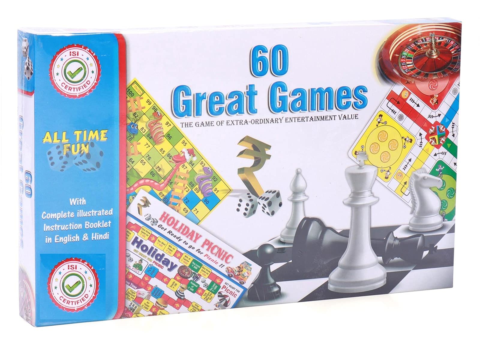 JOY STORIES� 60 Board Games for Kids & Adults, All in One Classic Multiple Family Games Collection Play Set - Set of 60 Evergreen Toy Board Games