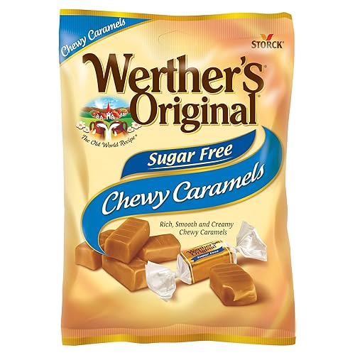 Werther's Original Caramelo masticable sin azúcar, bolsas de 2.75 onzas (paquete de 12)