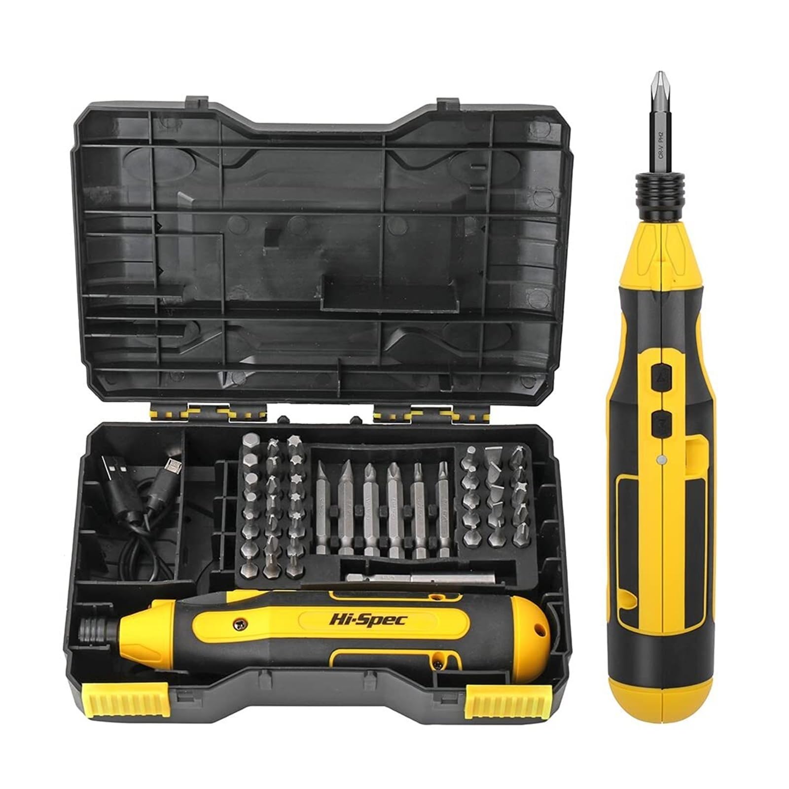 44-Piece Cordless Screwdriver Kit with USB Rechargeable Electric Screwdriver LED Work Light Three-Gear Torque and Drill Bits for