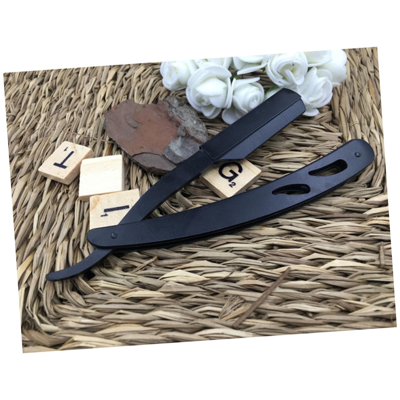 Cabilock 2pcs Men's Barber Foil Shaver Portable Stainless Steel Straight Razor Easy to Open Guard