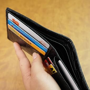 Men Leather Bifold Wallet, AIIigator Billfold RFID Blocking Front Pocket