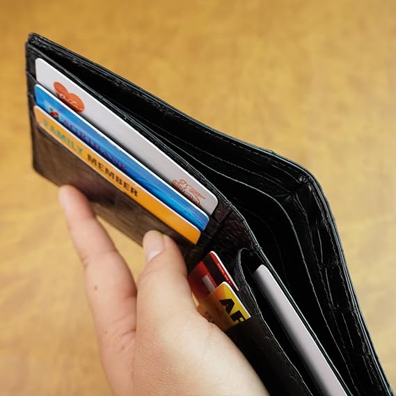Men Leather Bifold Wallet, AIIigator Billfold RFID Blocking Front Pocket