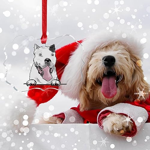 Miniatura 6 de WoGuangis Adorno de Navidad  Dogo Argentino Mastín Argentino Decoración de Navidad Adornos acrílicos Acuarela Peeking Perro Navidad Colgante