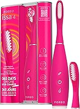 FOREO ISSA 4-in-1 Rechargeable Sonic Electric Toothbrush with USB, Extra Head, Soft Silicone, Teeth Whitening, Waterproof, Ideal for Travel, Deep Cleaning - Fuchsia