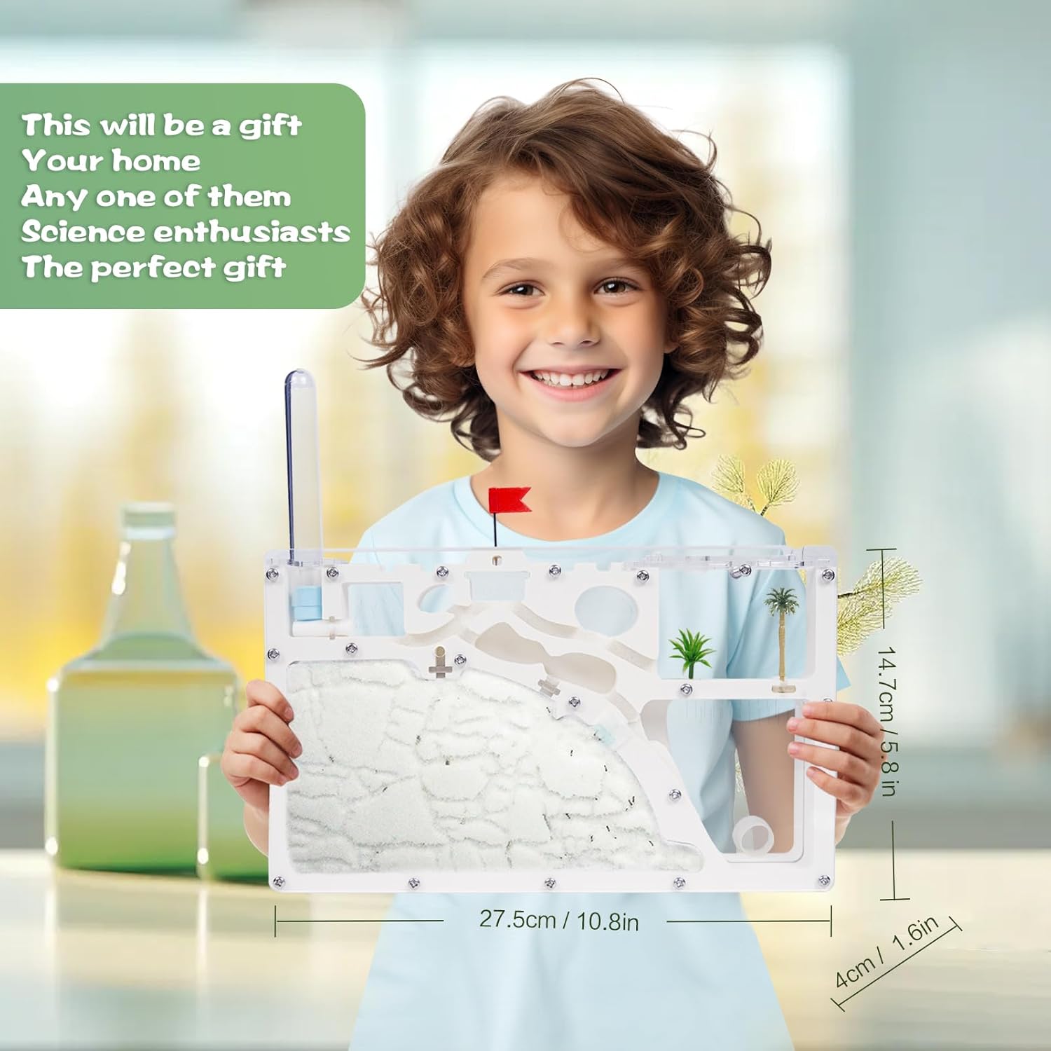 Ant Farm Castle - Large Viewing Area - Care for Live Ants - Ant Colony Observation Kits with Sand Habitat - Educational Science Gifts for Boys, Girls - Ant Farms for Kids, Adults
