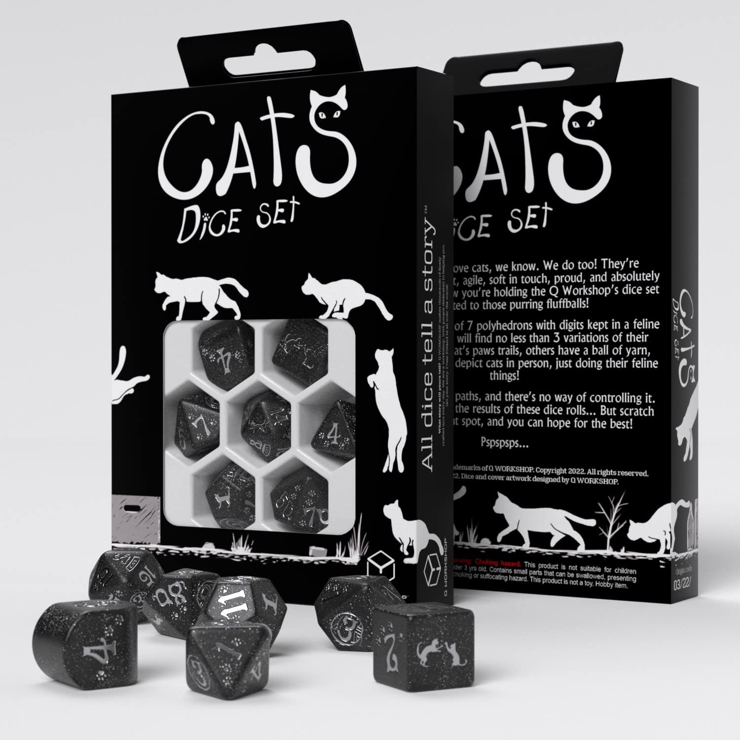 Q Workshop Cats Modern Dice Set Waffle
