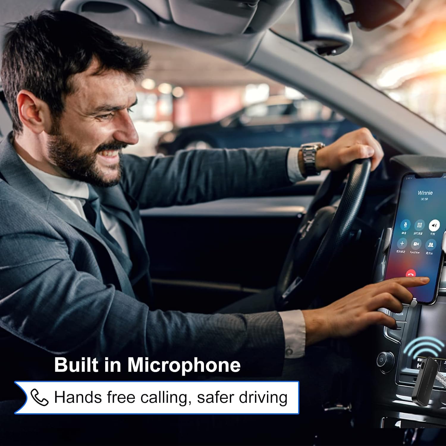 Wireless Bluetooth Aux Car Adapter - Portable Mini Bluetooth Lossless Music Receiver Transmitter with Microphone and Hands-Free Call for Home Stereo | Car Audio | Headset | TV, Fast Charging
