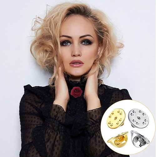 Miniatura 6 de Insignia de embrague de mariposa de latón de repuesto (oro, plata, 50 piezas)