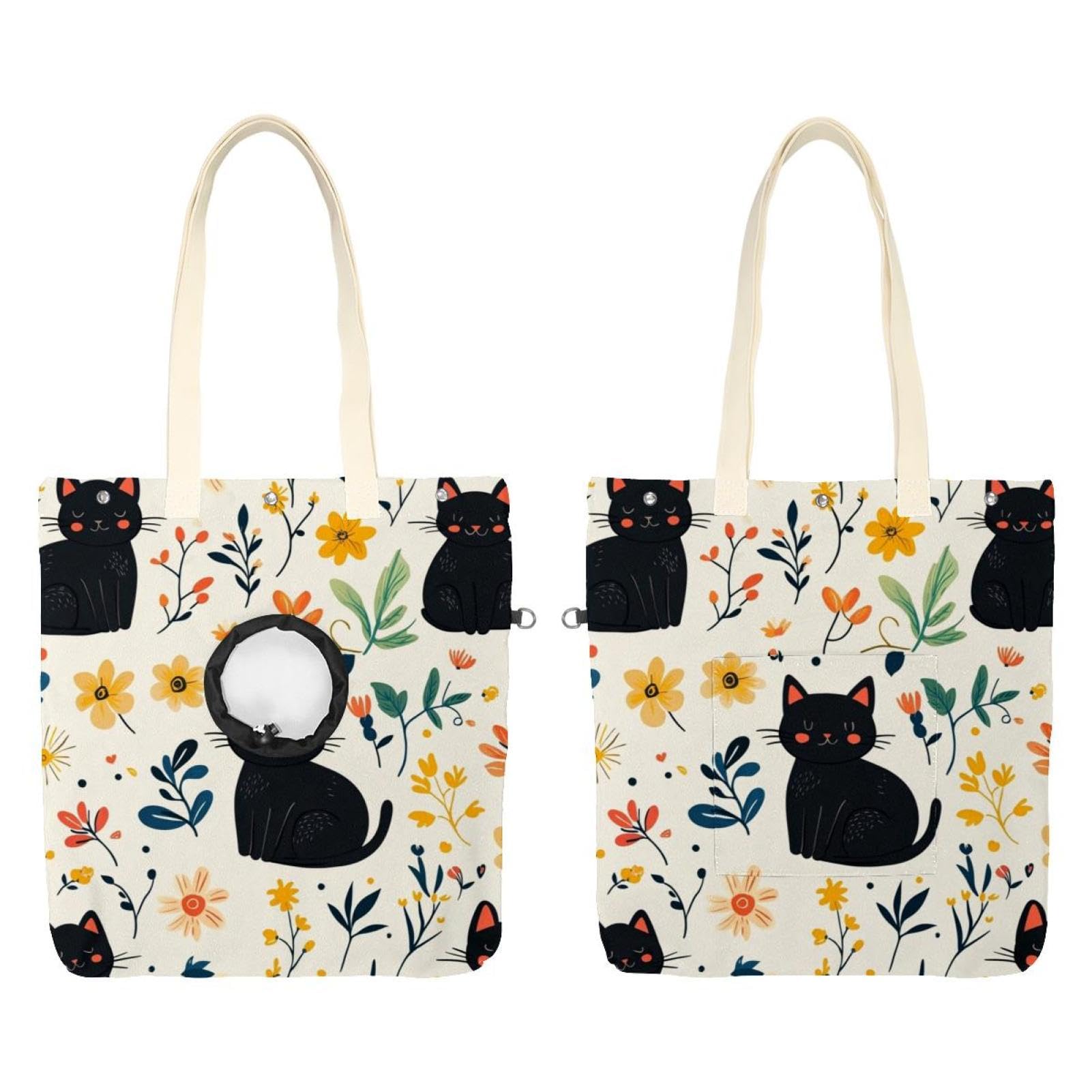 Sac de transport en toile motif chat et fleur pour soulager le stress des petits animaux