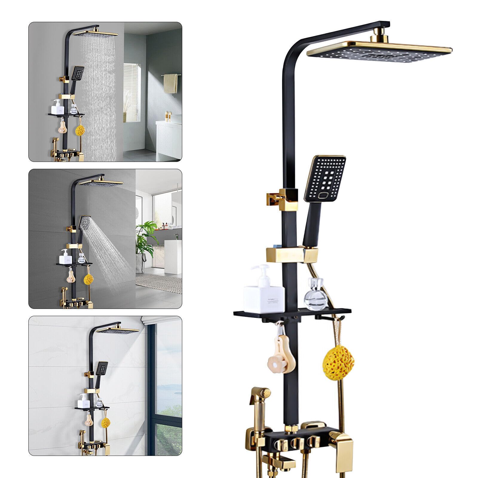 Schwarzgold Duschzubehör Duschsysteme Regendusche Handbrause Sets