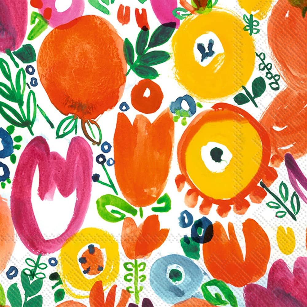 Boston International IHR 3-Ply Paper Napkins, 20-Count Lunch Size, Flower Pop