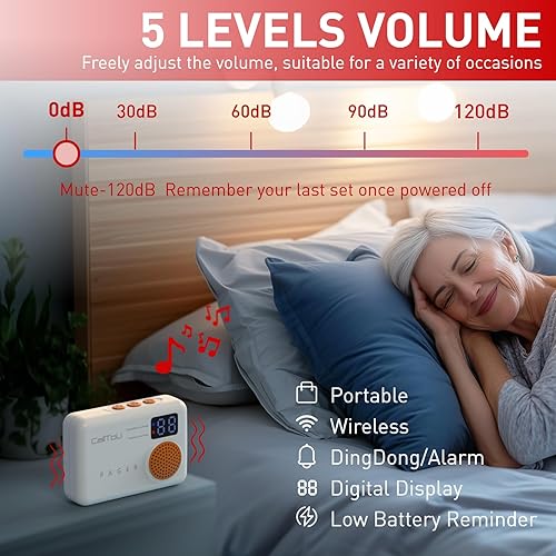 Miniatura 3 de CallToU Alarma de cama para adultos mayores, alarma inalámbrica con sensor de movimiento para personas mayores, detector de movimiento interior para